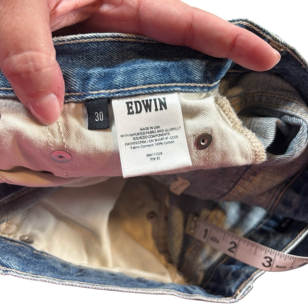 NEW Edwin Cai Shorts Womens Sz 30 Blue Anthropologie Jean Shorts 4" Cutoff Denim - Picture 6 of 9